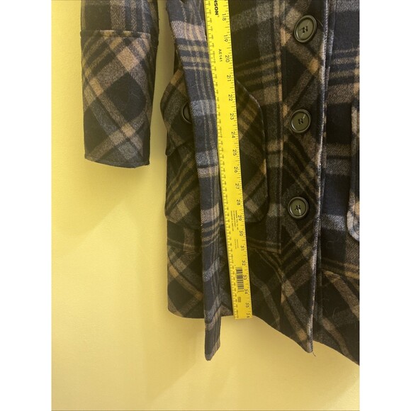NAF NAF Women's Wool Italian Fabric Trench Style Check Coat.  Size 42 - Picture 6 of 6